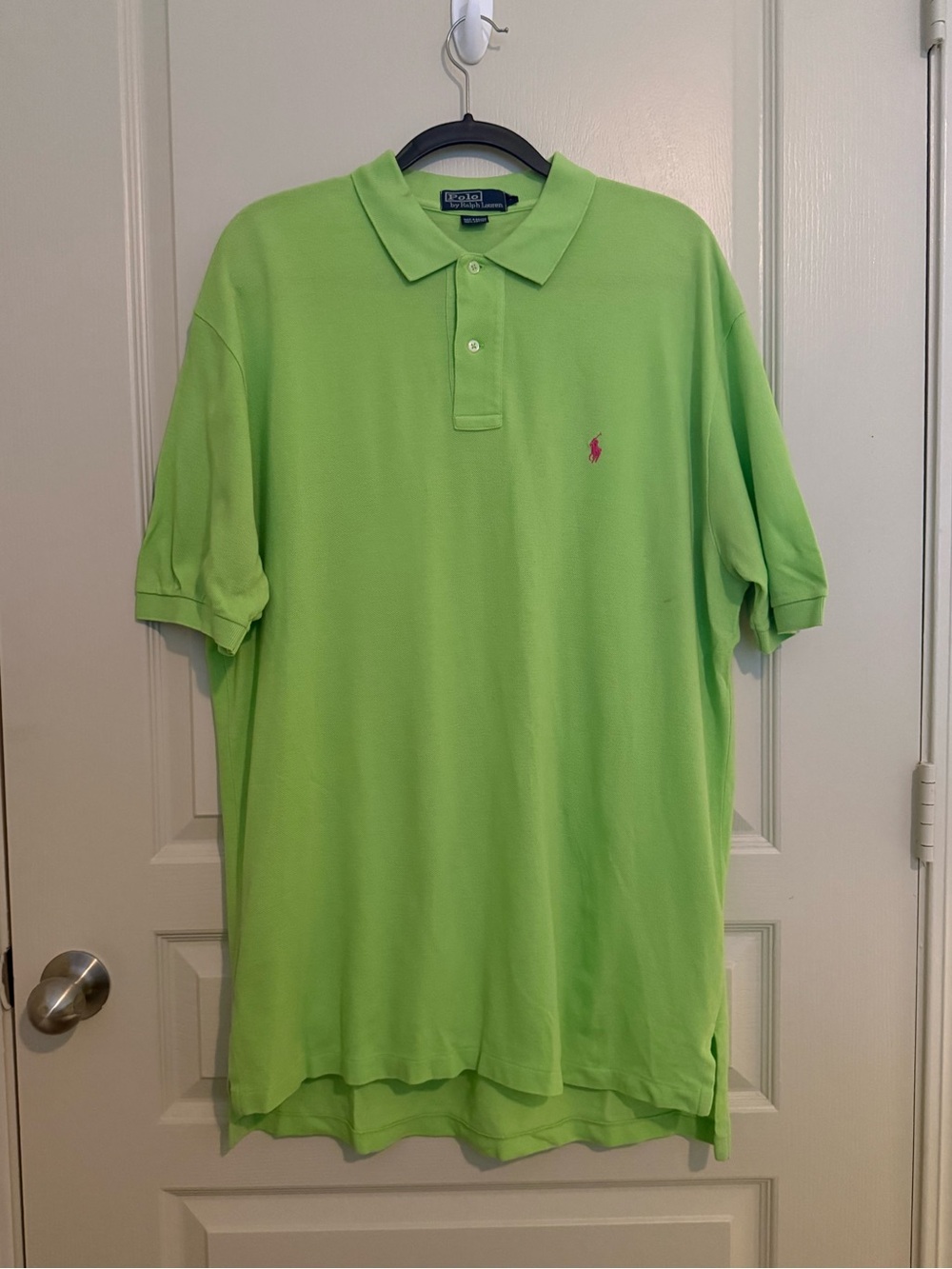 Ralph Lauren Lime Green Polo Shirt with Pink Pony